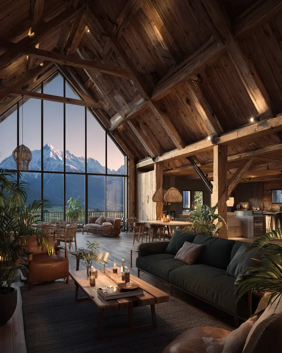 Offenes Chalet in de Bergen mit Ausblick auf die Berge