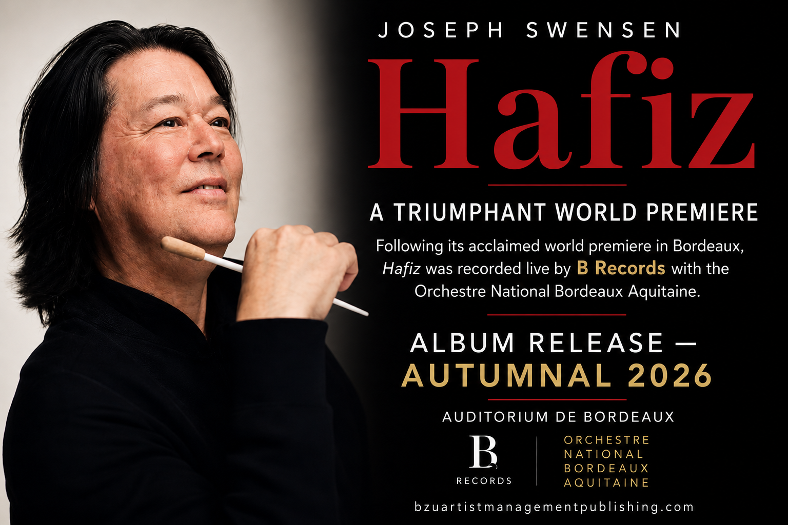 Joseph Swensen composer, conductor recording Hafiz, Orchestre National Bordeaux Aquitaine , France