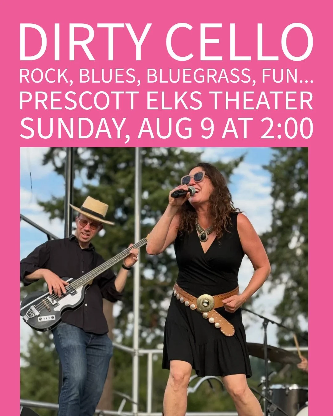 Know anyone in Prescott, AZ - let them know we're coming! 

#dirtycello #prescott #elkstheater #livemusic #aug9