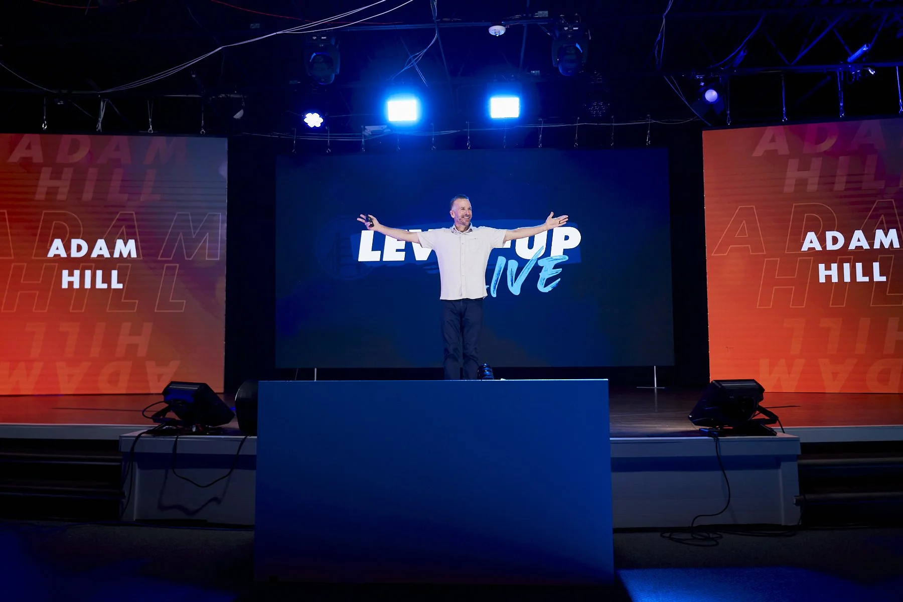 Adam Hill, keynote speaker delivering a keynote at Level Up Live
