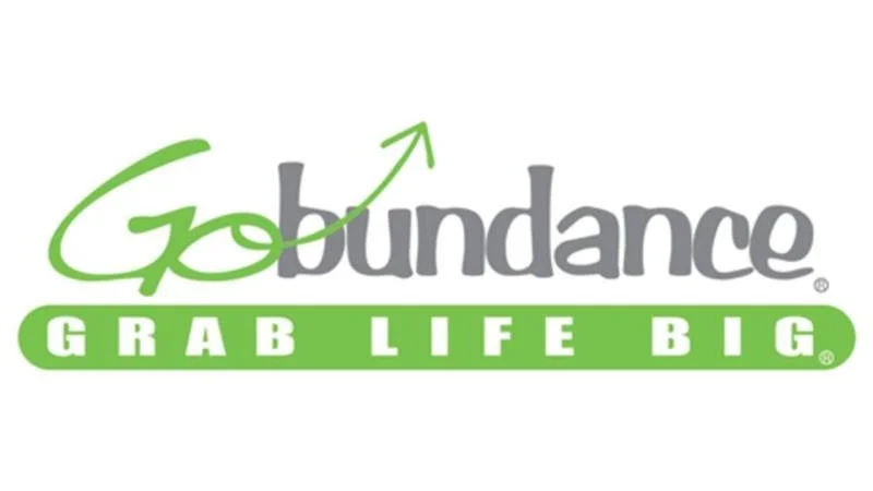 Logo for Gobundance with the slogan "Grab Life Big" in green and gray.