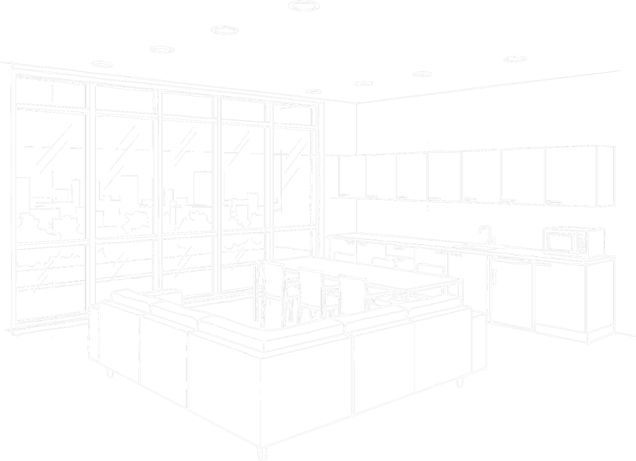 Brooklyn medical coworking space with a modern kitchen and dining area with a sectional sofa, dining table with chairs, kitchen cabinets, microwave, sink, and large glass windows.