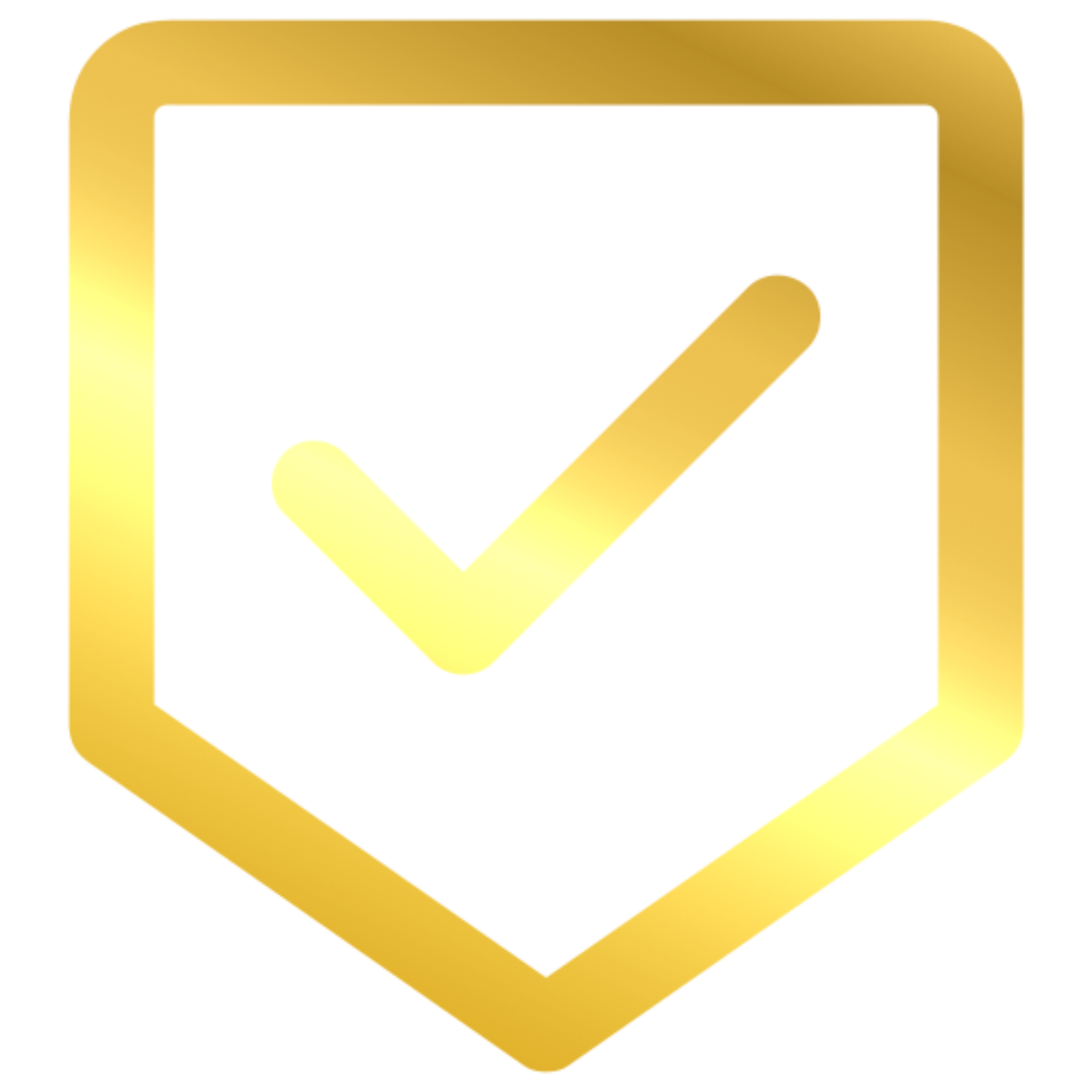 Golden icon of a check mark inside a square, symbolizing confirmation or approval.