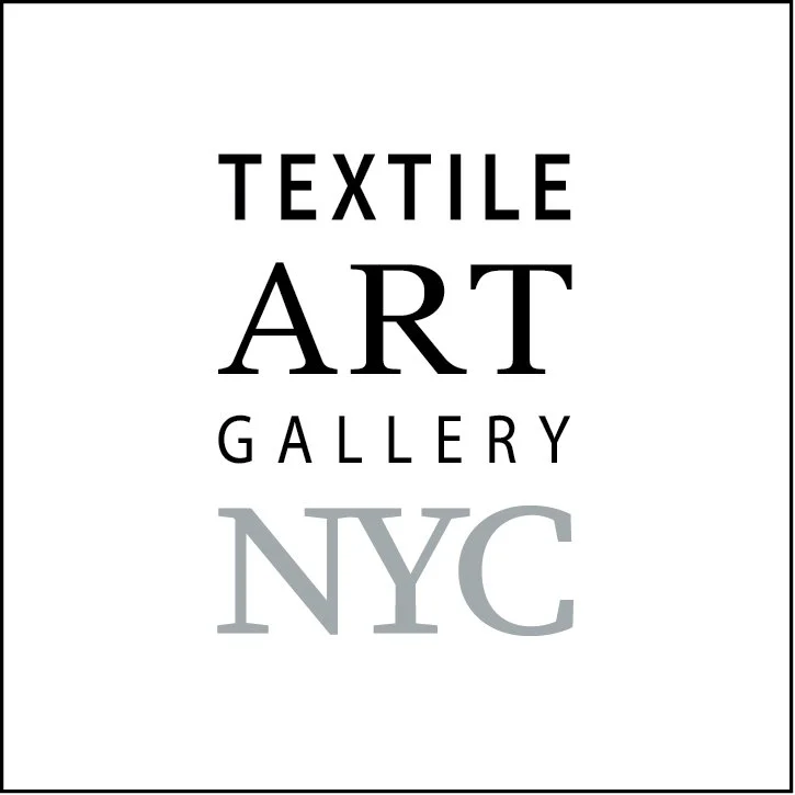 Logo of Textile Art Gallery NYC with black, gray, and white text on a white background.