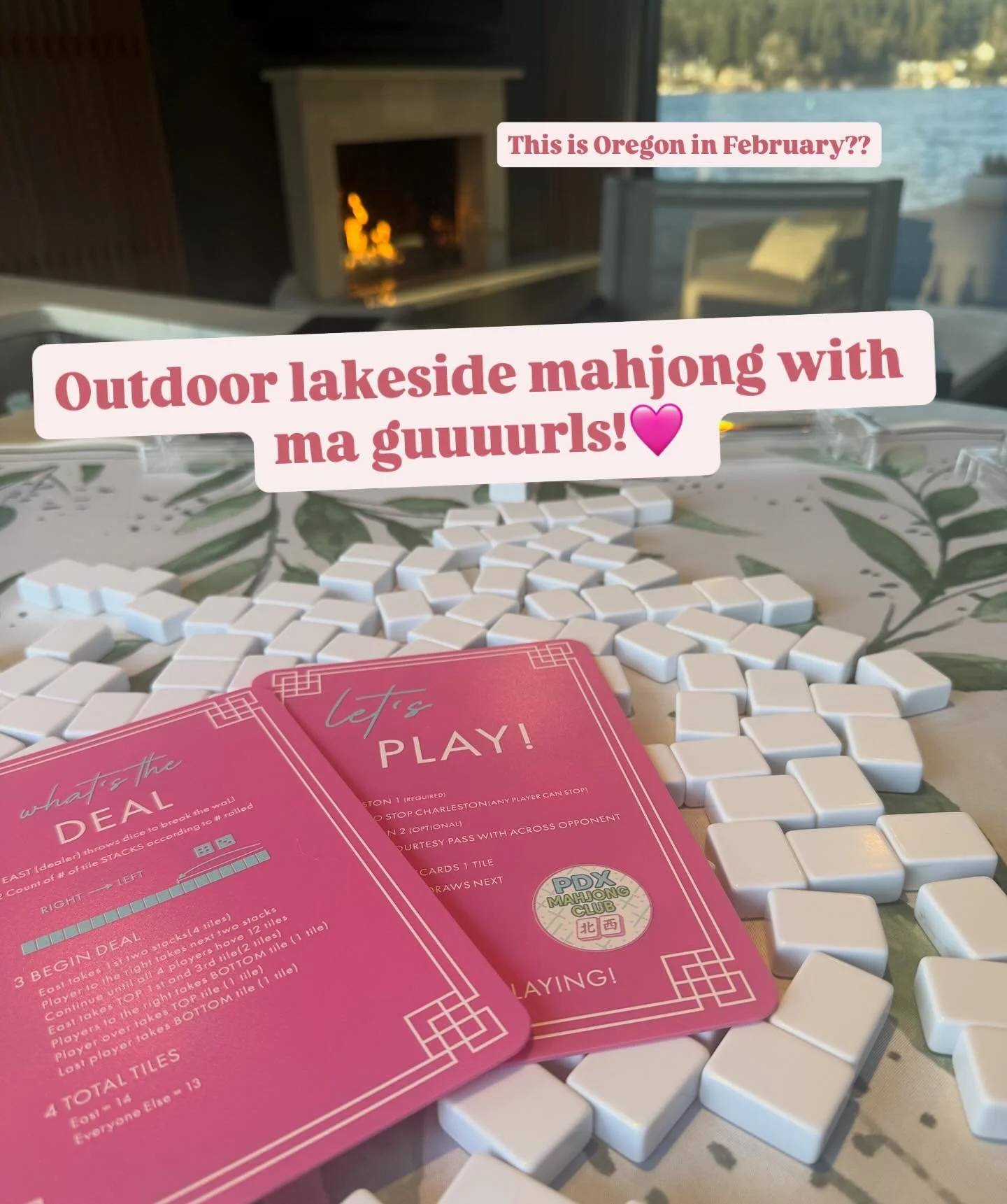 ☀️Wow it was a gorgeous day here in Oregon!! Heaters and fireplace were rolling but we were in the sunshine outside with our tiles! ☀️

Grab your peeps and let&rsquo;s PLAY! 🀄️