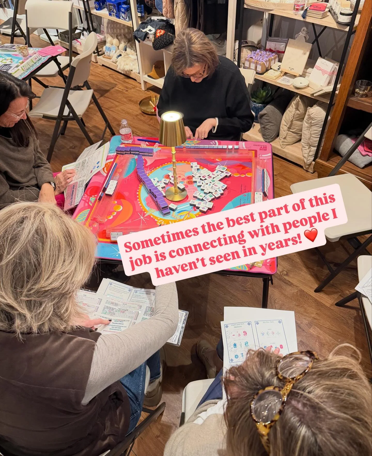 Another amazing night of Mahj 101 at The Grove! This night I got to reconnect with a friend I haven&rsquo;t seen in maybe 8-10 years?? Our kids played on the same teams and we had so much fun together! Her friend signed her up and I was SO excited wh