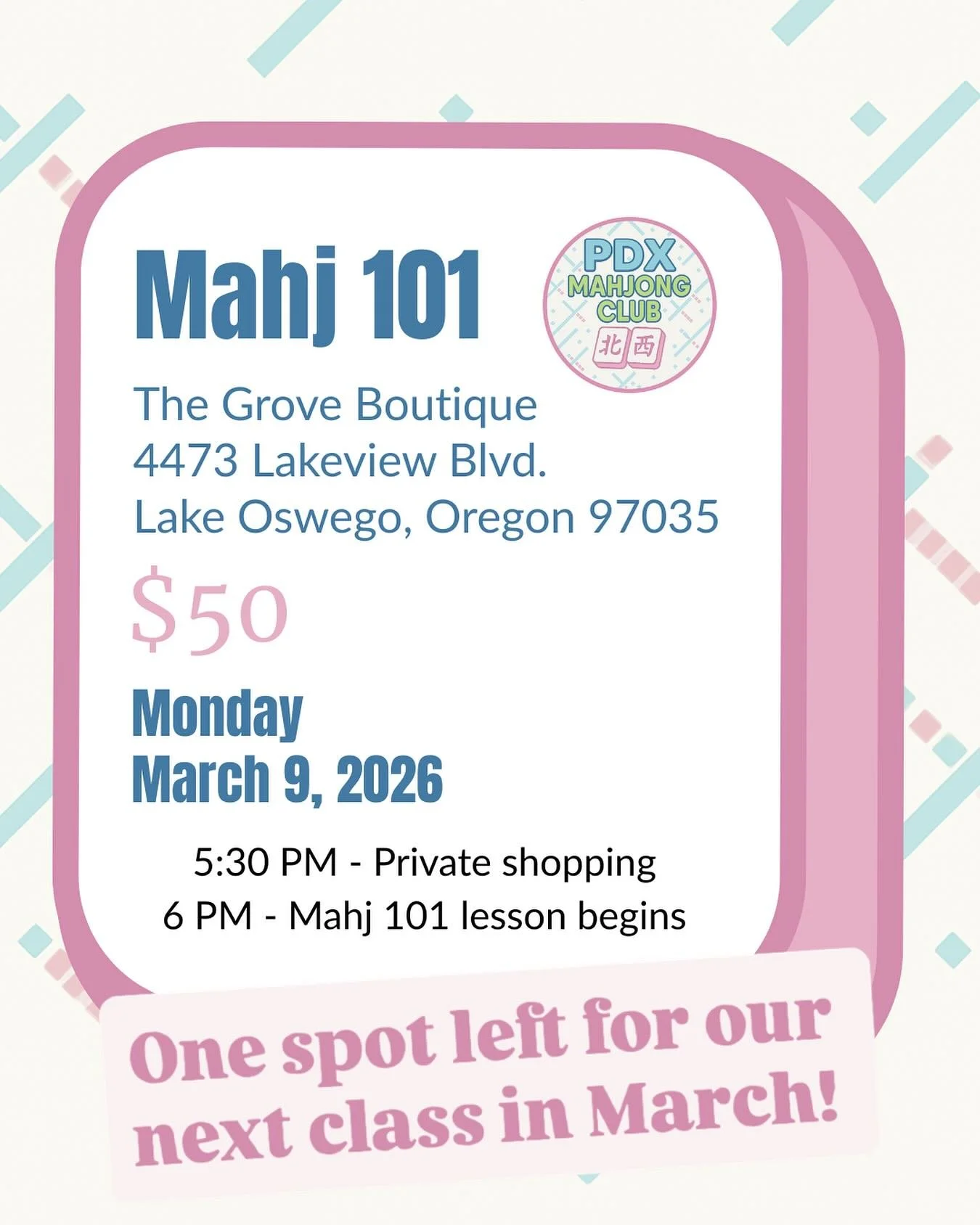 🀄️One spot left!! Don&rsquo;t be shy &hellip;sign up!

I can&rsquo;t wait to play with you!!