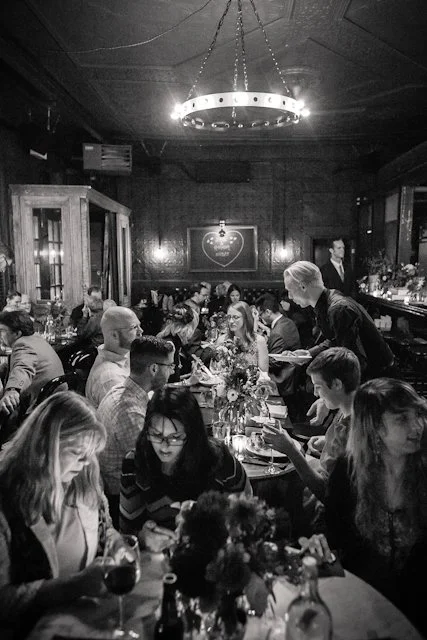 A wedding reception and dinner in the Macchina Room at The Bedford Brooklyn