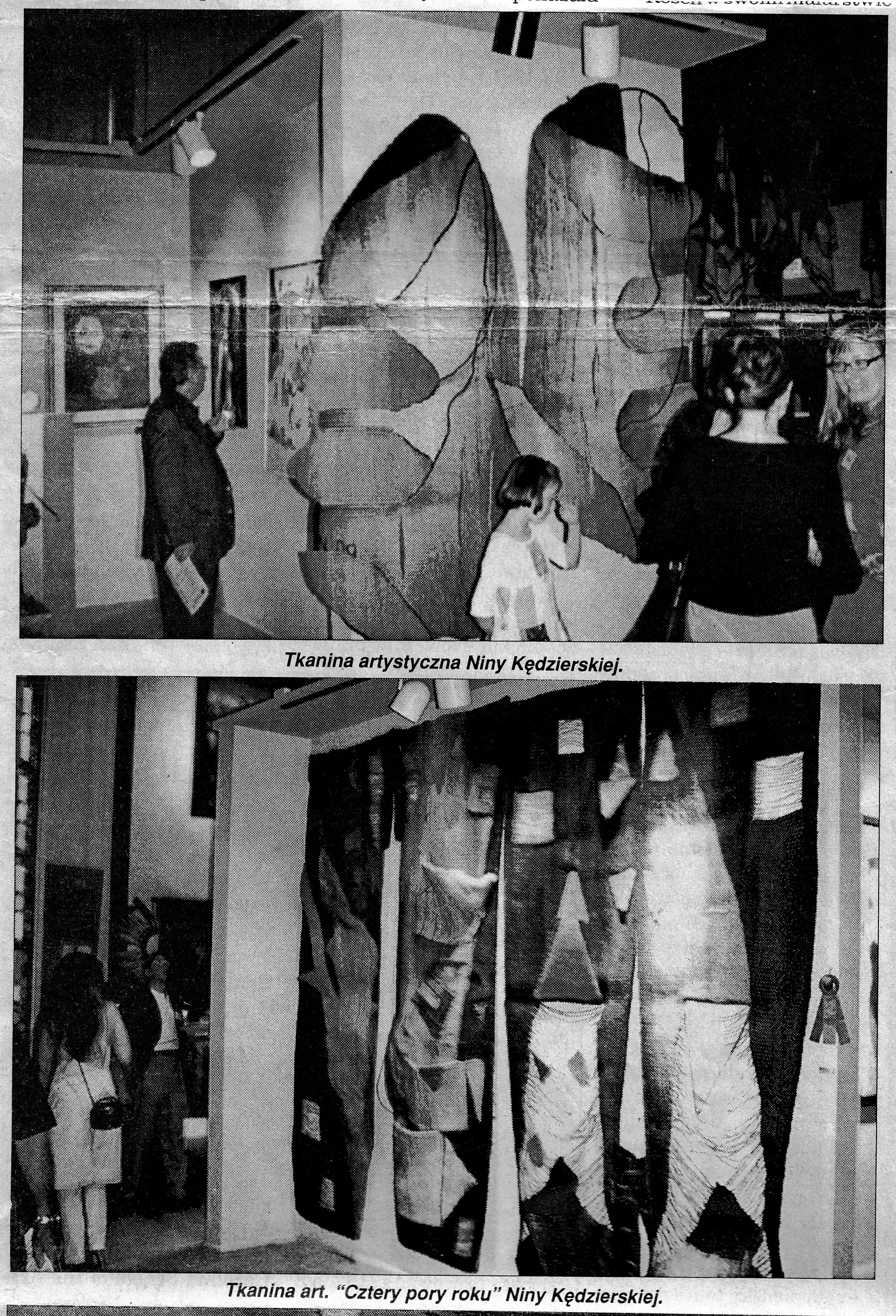 Nina Kędzierska presents sisal tapestries, "Four Seasons" and earns 1st prize at the Polish Club's 68th event in Chicago in June of 2002.