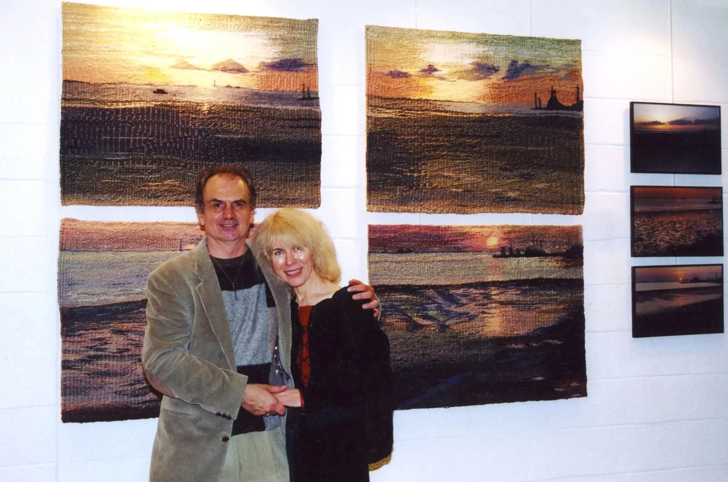 Nina and Jim at their opening event,  Sunsets in Tapestries and Photographs Exhibit at Watchung Arts Center.