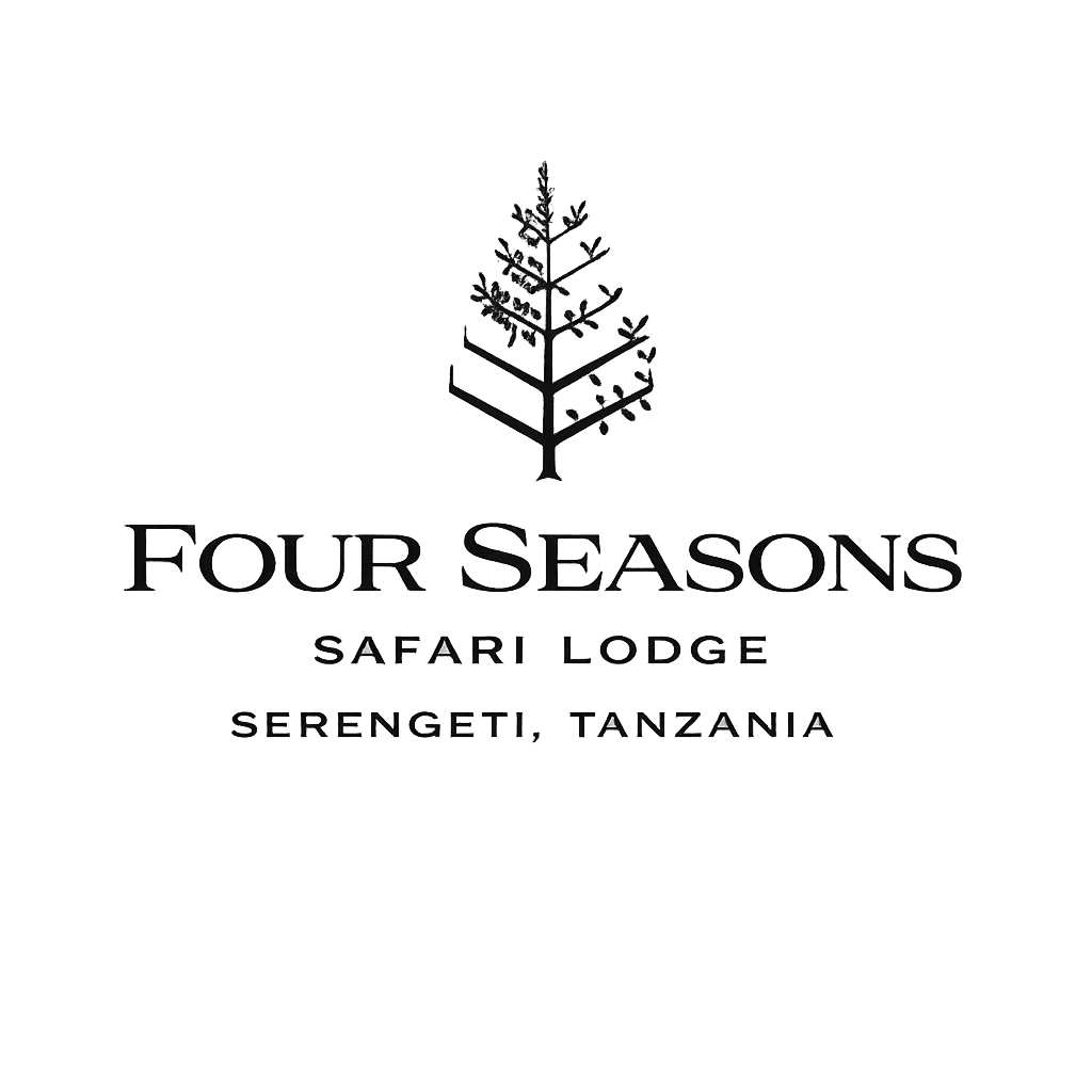 Logo for Four Seasons Safari Lodge Serena, Serengeti, Tanzania, featuring a stylized tree with ascending branches.