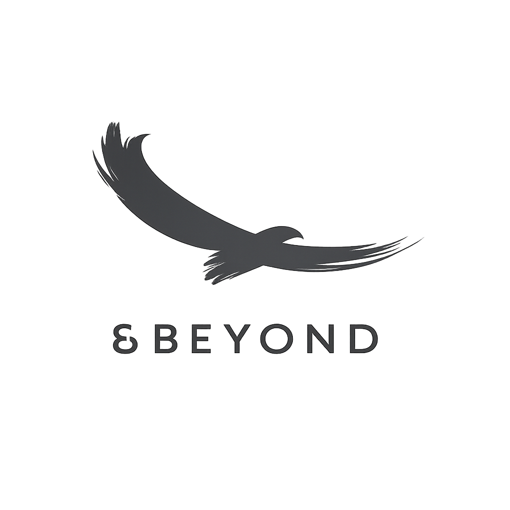 A logo featuring a stylized black hawk in flight with outstretched wings, and the word 'BEYOND' written below in capital letters.