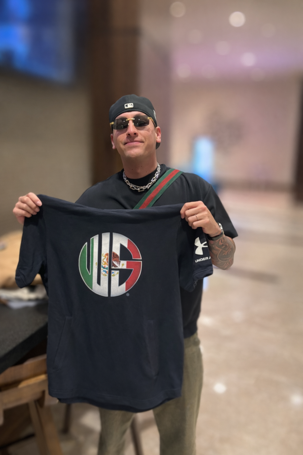 Team Mexico star reliever Gerardo Reyes repping World Sport's Mexico collection.