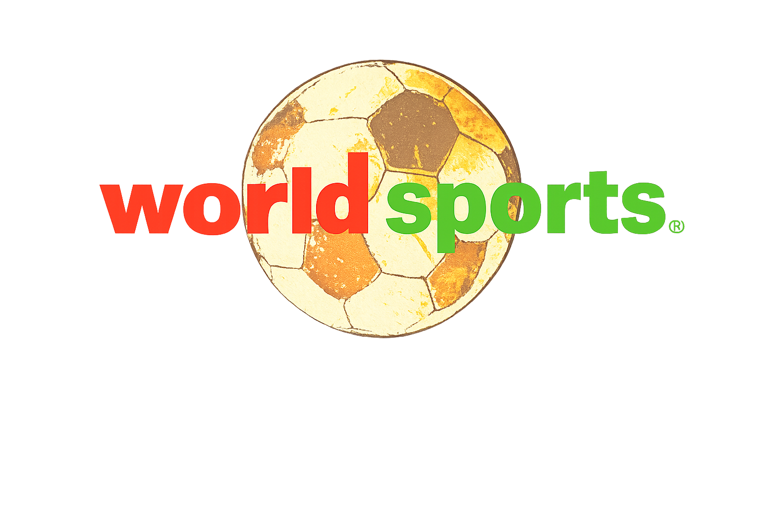 Logo for World Sports with a stylized soccer ball and red and green text.