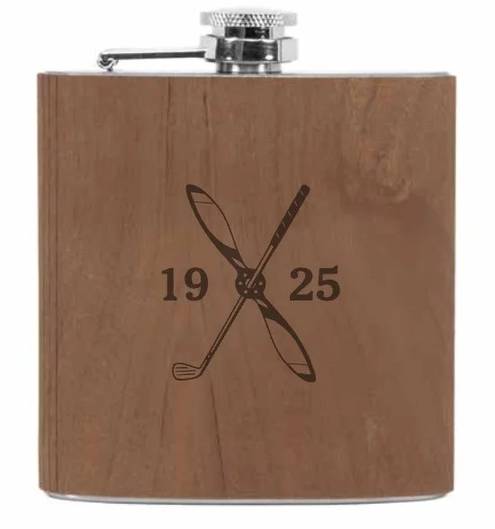 Seamus Golf Laser Etched Wood Flask