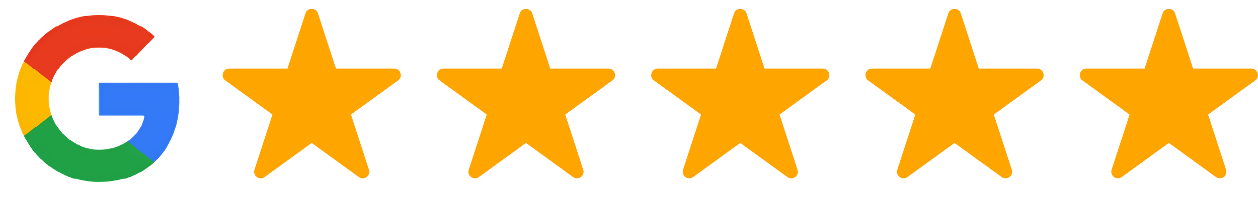 Google five-star review badge with five gold stars.