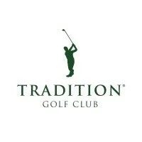 Logo for Tradition Golf Club featuring a silhouette of a golfer swinging a club above the text 'TRADITION GOLF CLUB'