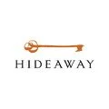 A simple illustration of a key with the word 'HIDEAWAY' underneath.