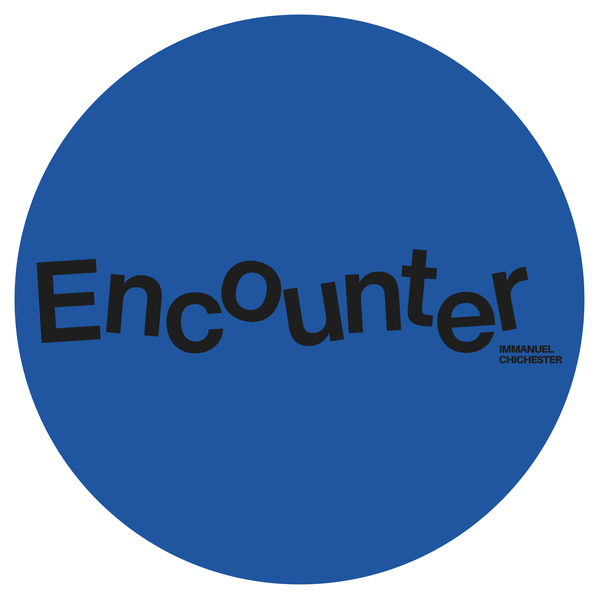 Blue circular logo with black text that reads 'Enforce' by Immanuel Chichester.