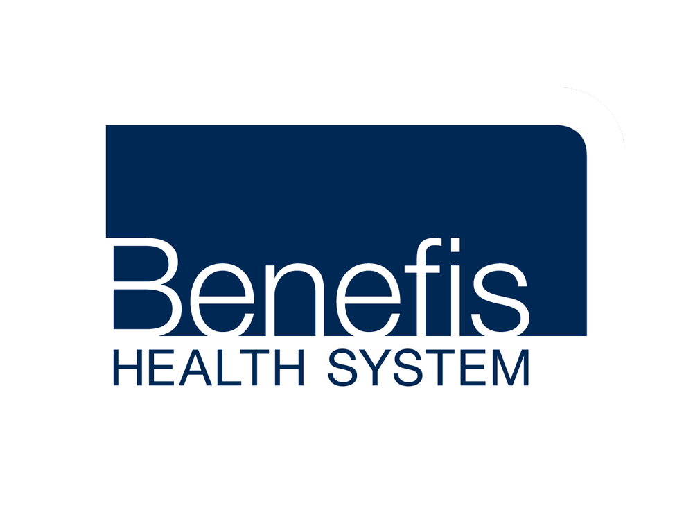 Benefits Health System logo with a dark blue rectangle and white text.
