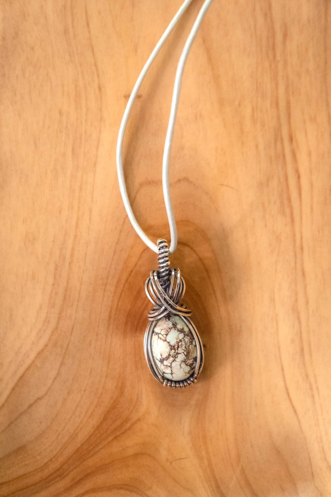 Tibetan Turquoise, wrapped in sterling silver & oxidized