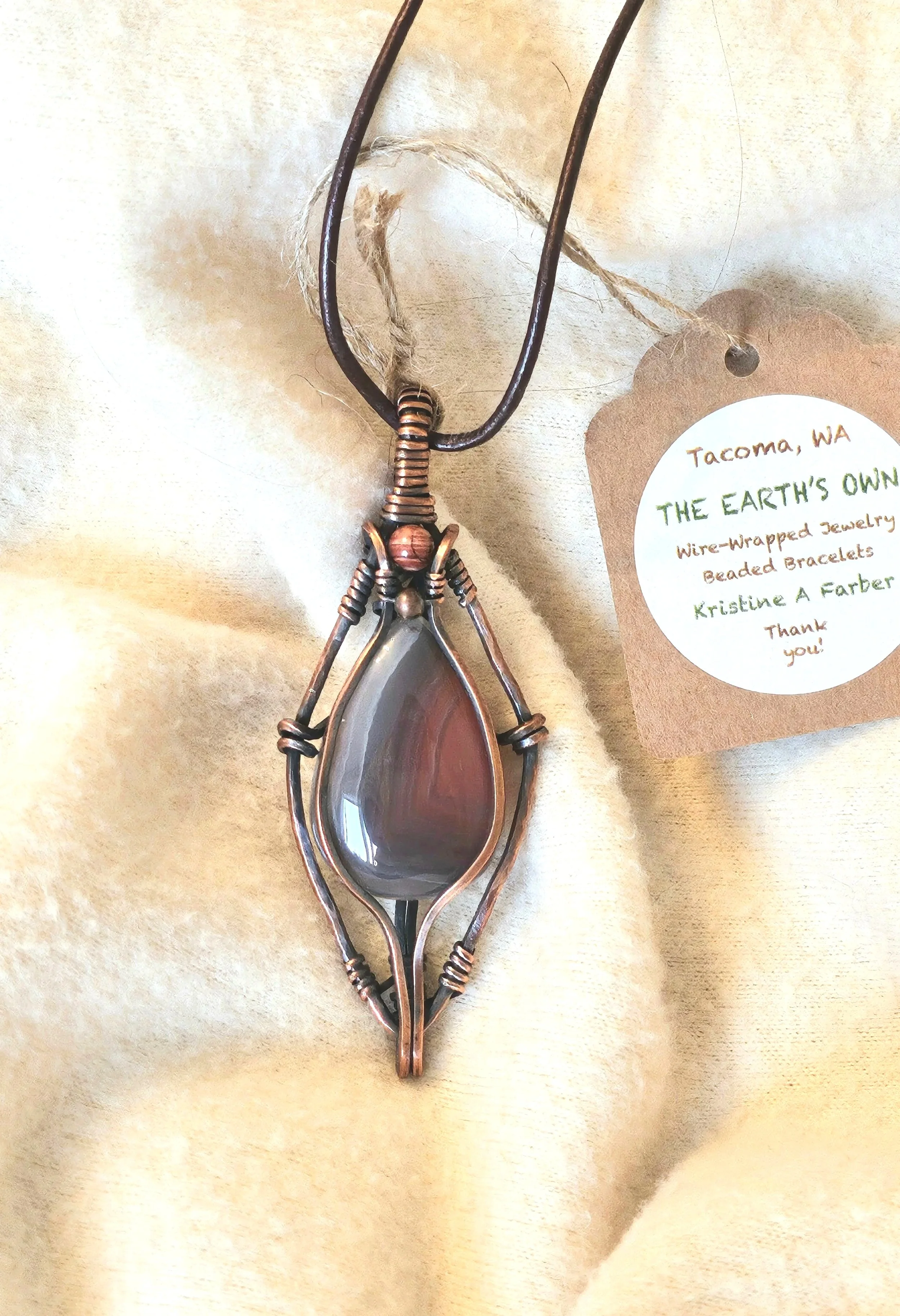 Botswana Agate wrapped in copper