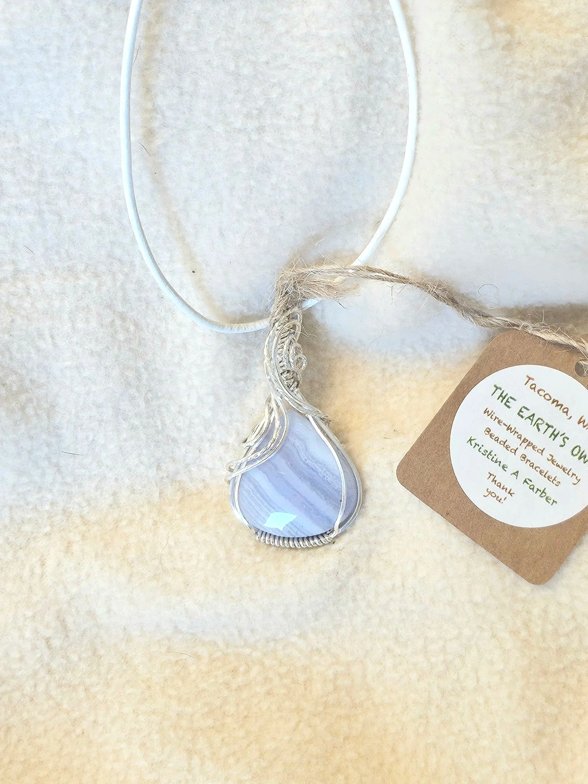 Blue Lace Agate wrapped in Sterling Silver