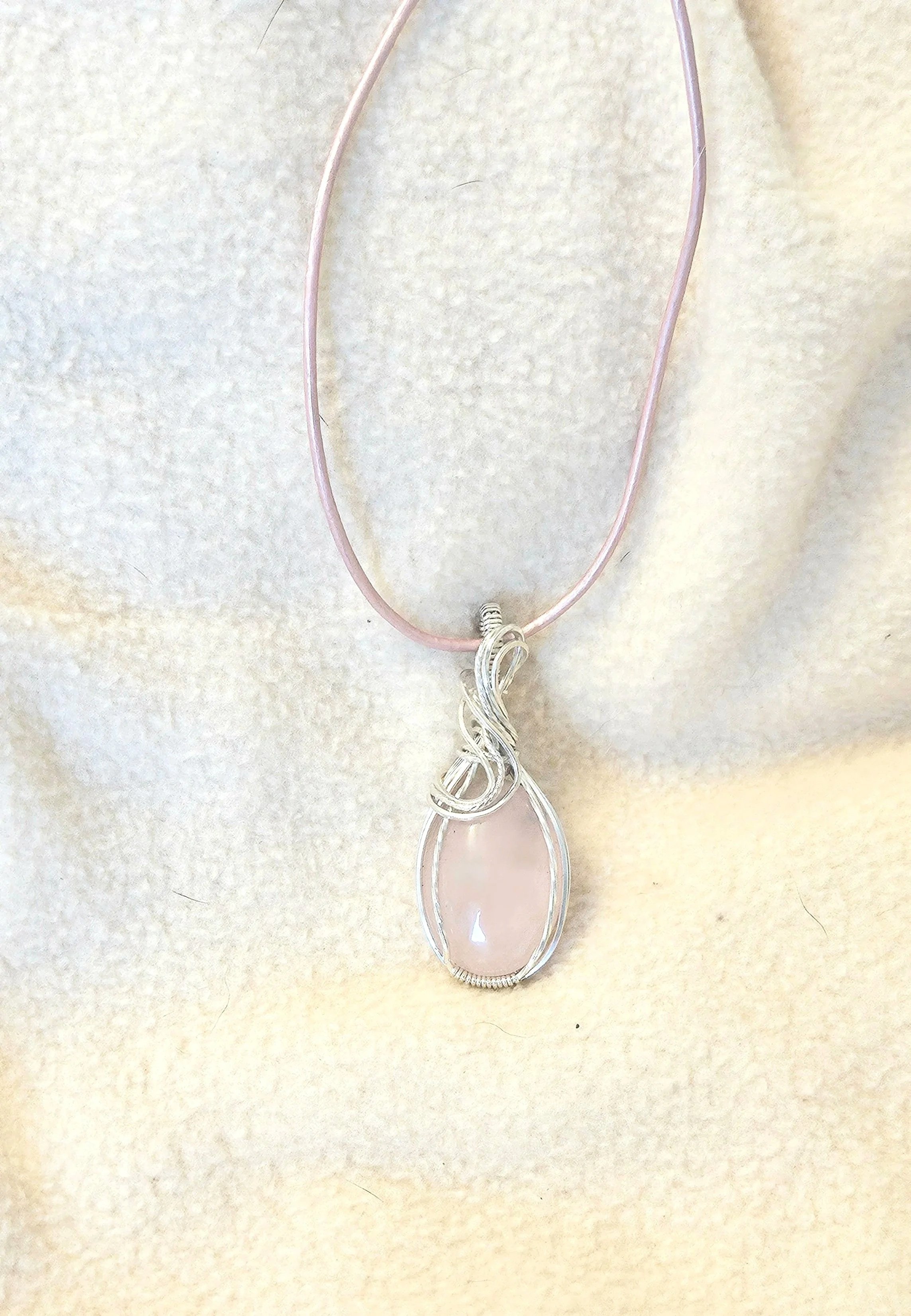 Rose Quartz wrapped in Sterling Silver