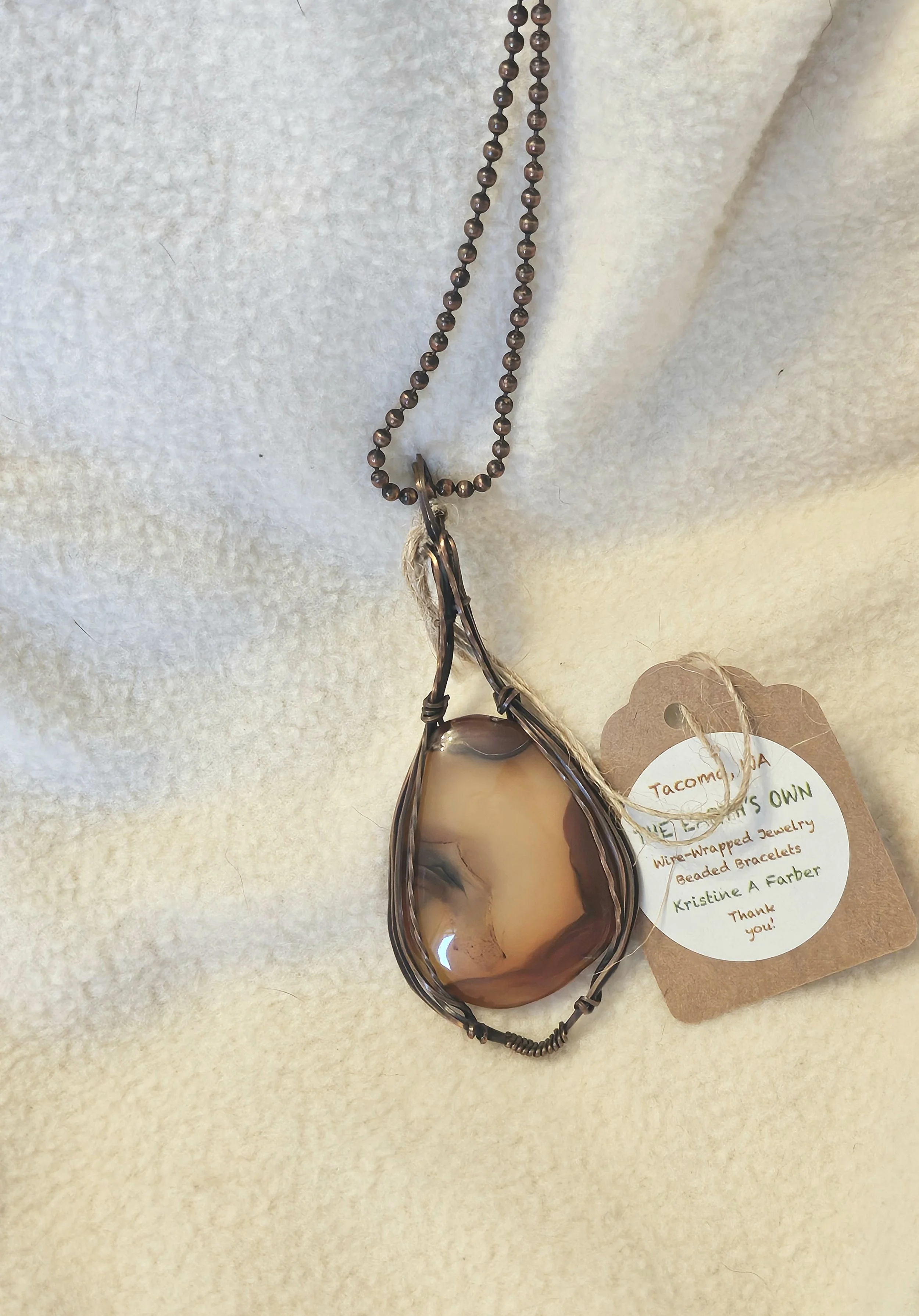 Carnelian Agate wrapped in Copper