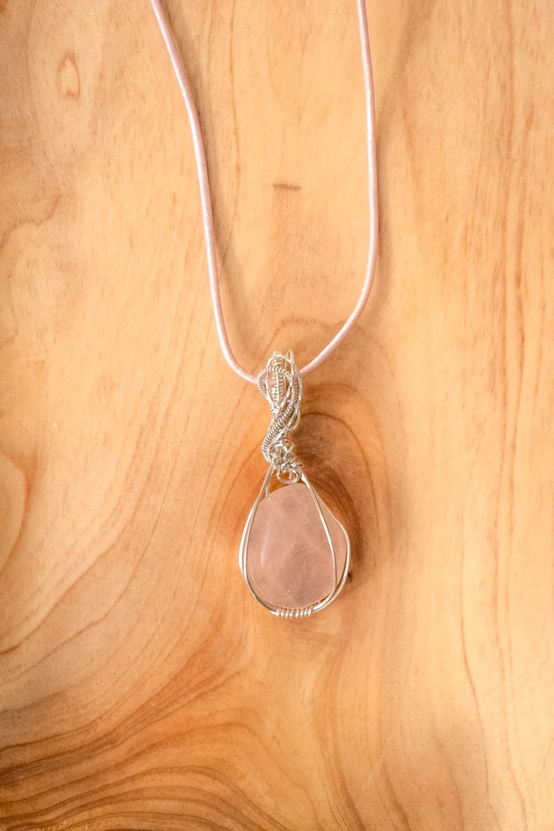 Rose Quartz Crystal wrapped in sterling silver
