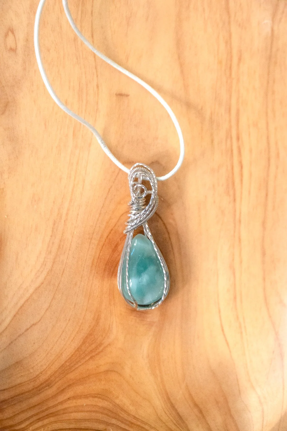 Green Chalcedony wrapped in sterling silver