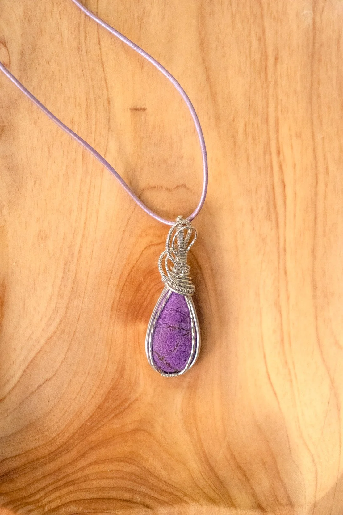Stichtite wrapped in sterling silver