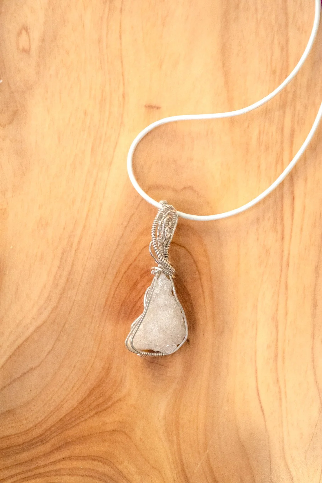 Milky Quartz Crystal wrapped in sterling silver