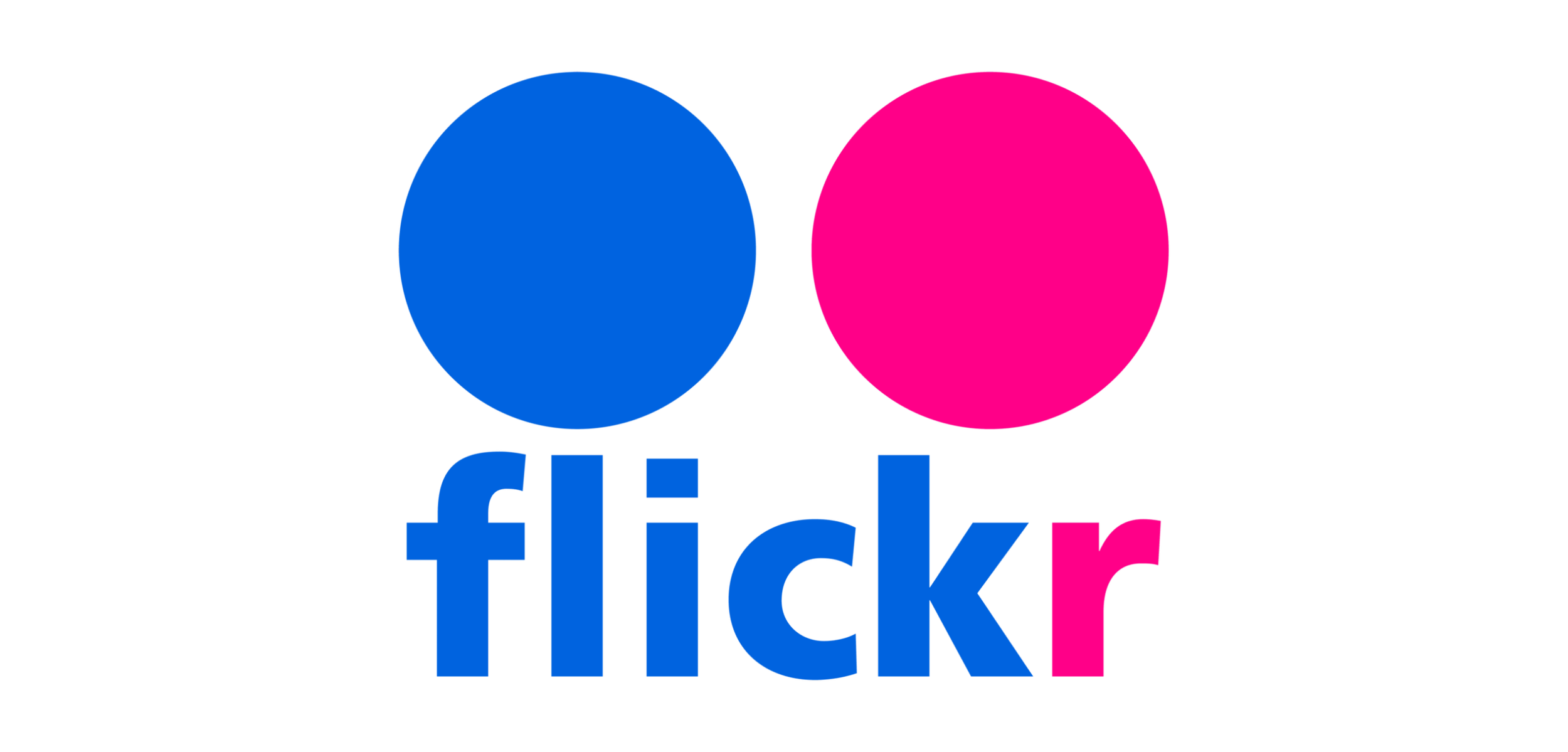Flickr logo with blue and pink circles above the word "flickr" in blue and pink text.
