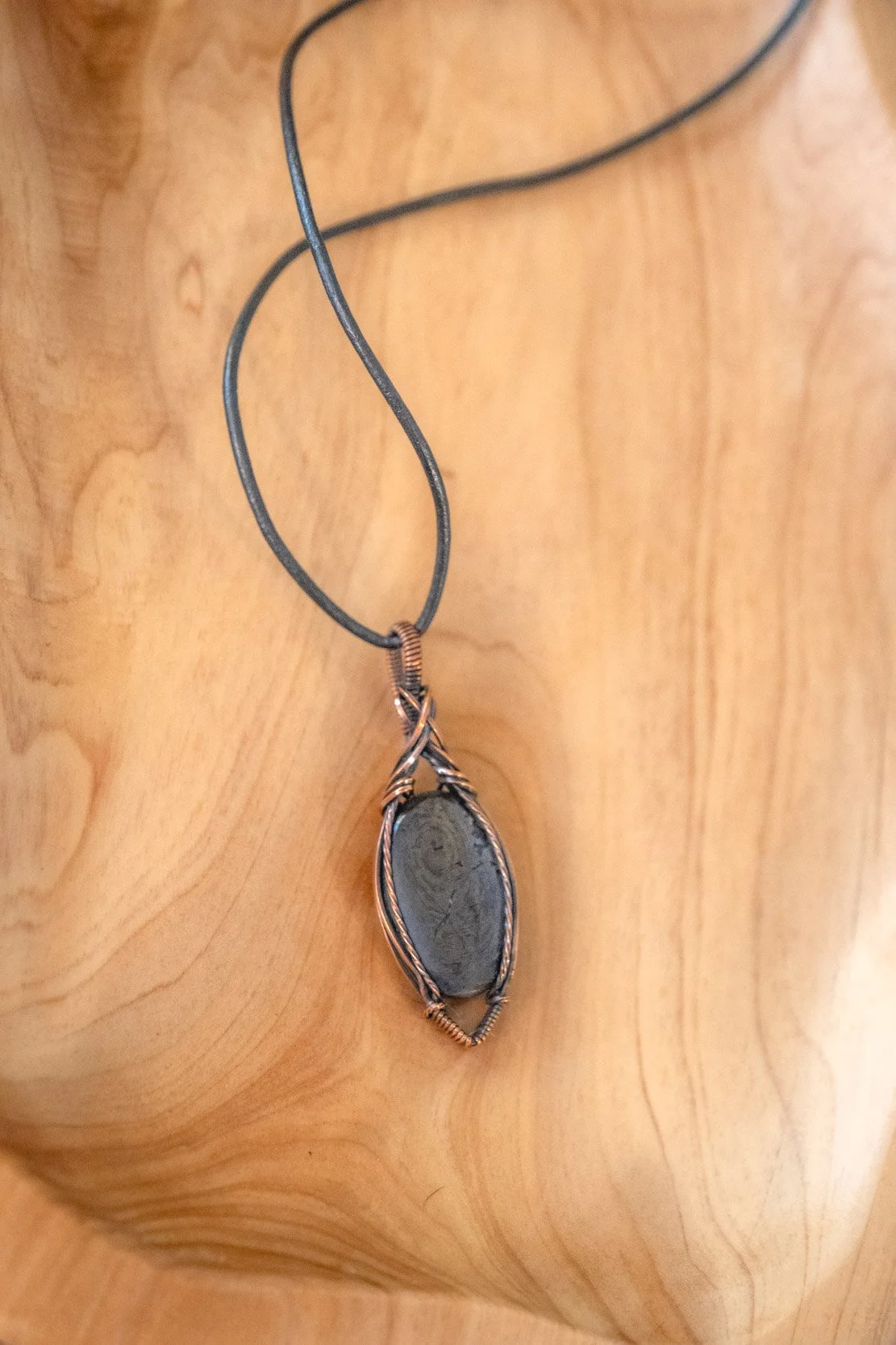 Elite Noble Shungite wrapped in raw copper & oxidized