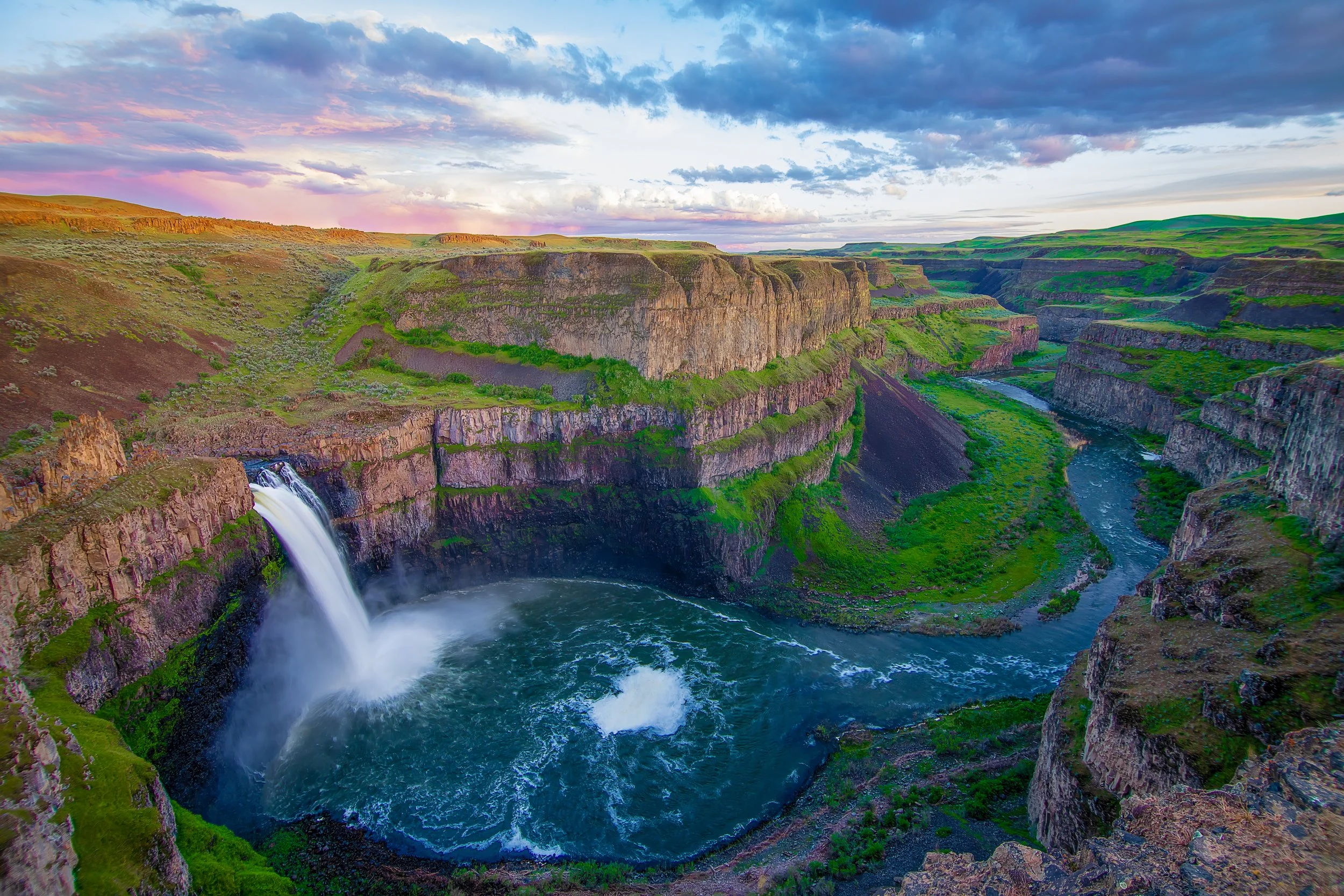 Palouse Falls in spring, matted