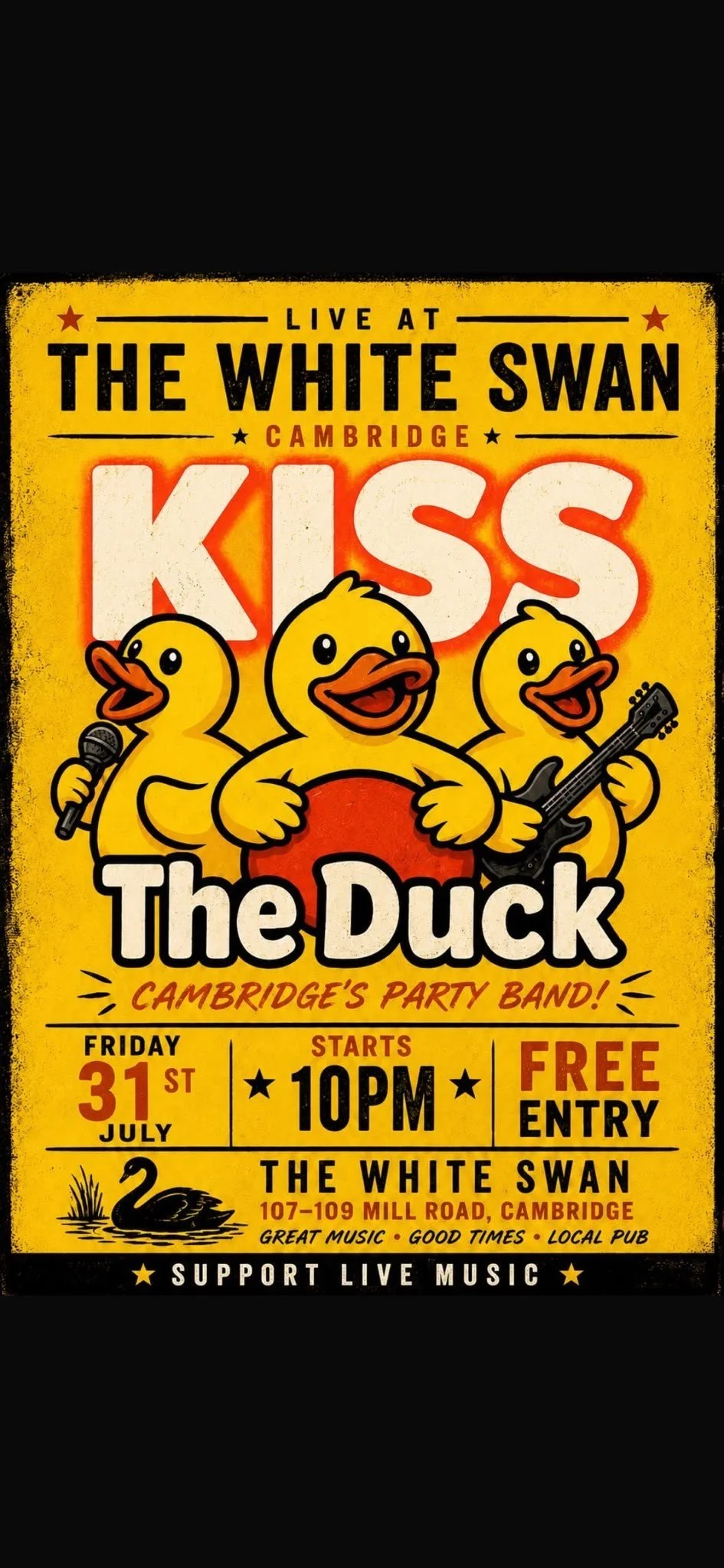 Kiss The Duck at The White Swan (Mill Road)