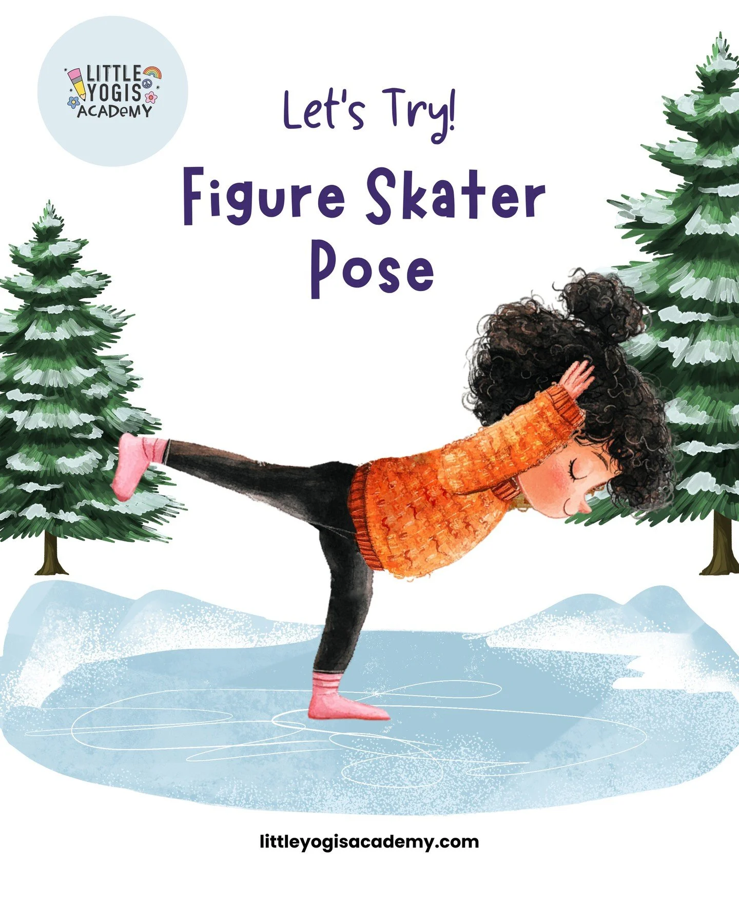 Glide into balance like a snowflake on ice ❄️🧘&zwj;♀️⁠
Today we&rsquo;re trying Figure Skater Pose. A fun way to build balance, focus, and body awareness while imagining we&rsquo;re gracefully skating across a frozen pond.⁠
⁠
Tip for little yogis: i