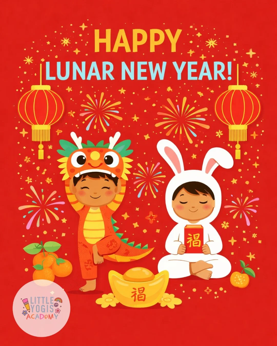 Little yogis, big wishes for the year ahead 🐉🧘&zwj;♀️✨⁠
⁠
We&rsquo;re celebrating Lunar New Year with movement, mindfulness, and joyful hearts. This special time is all about new beginnings, gratitude, family, and hope for the future. Beautiful the