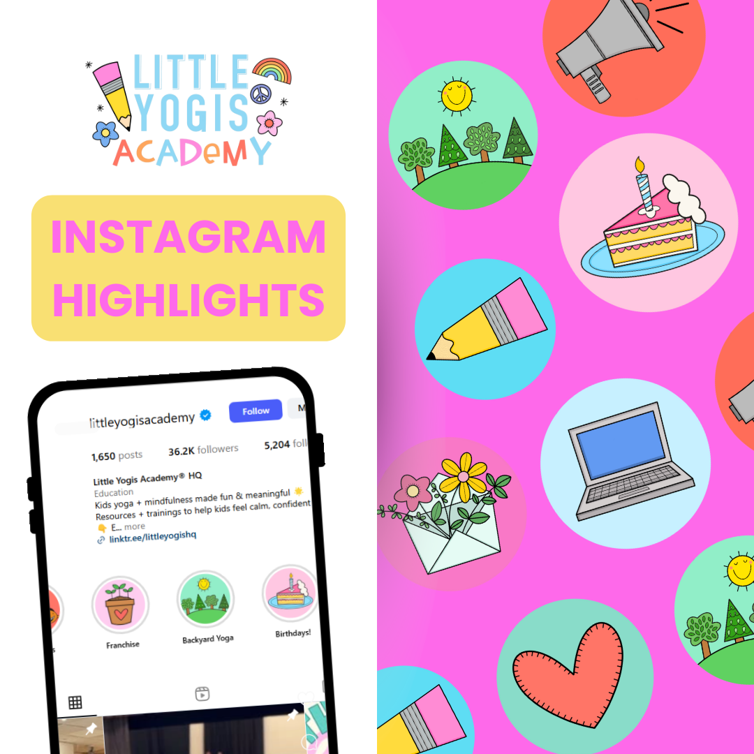 Little Yogis Instagram Highlight Covers — Bright & Playful Set