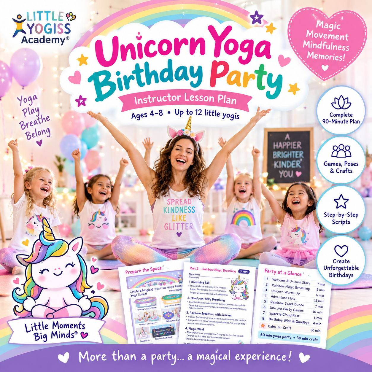 Unicorn Yoga Birthday Party Lesson Plan