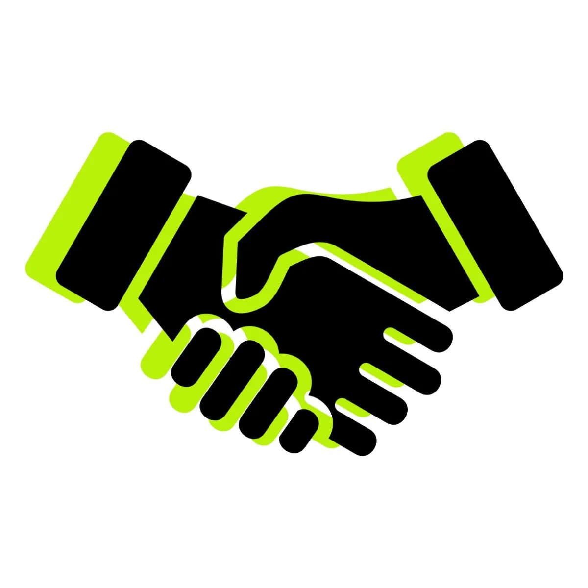 A graphic illustration of two hands shaking, illustrating the power of Fautor Labs' segmentation to inform smart, strategic sports partnerships.