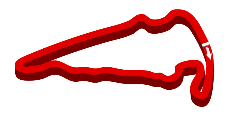 Red 3-D outline of Virginia International Raceway