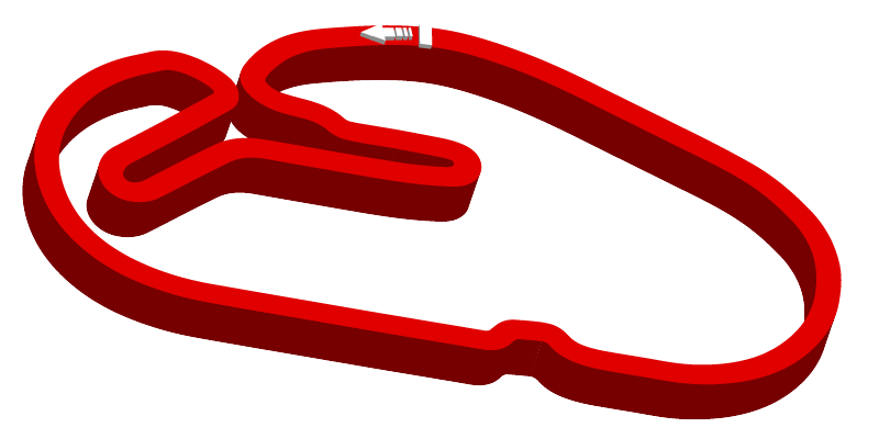Red 3-D outline of Daytona Road Course