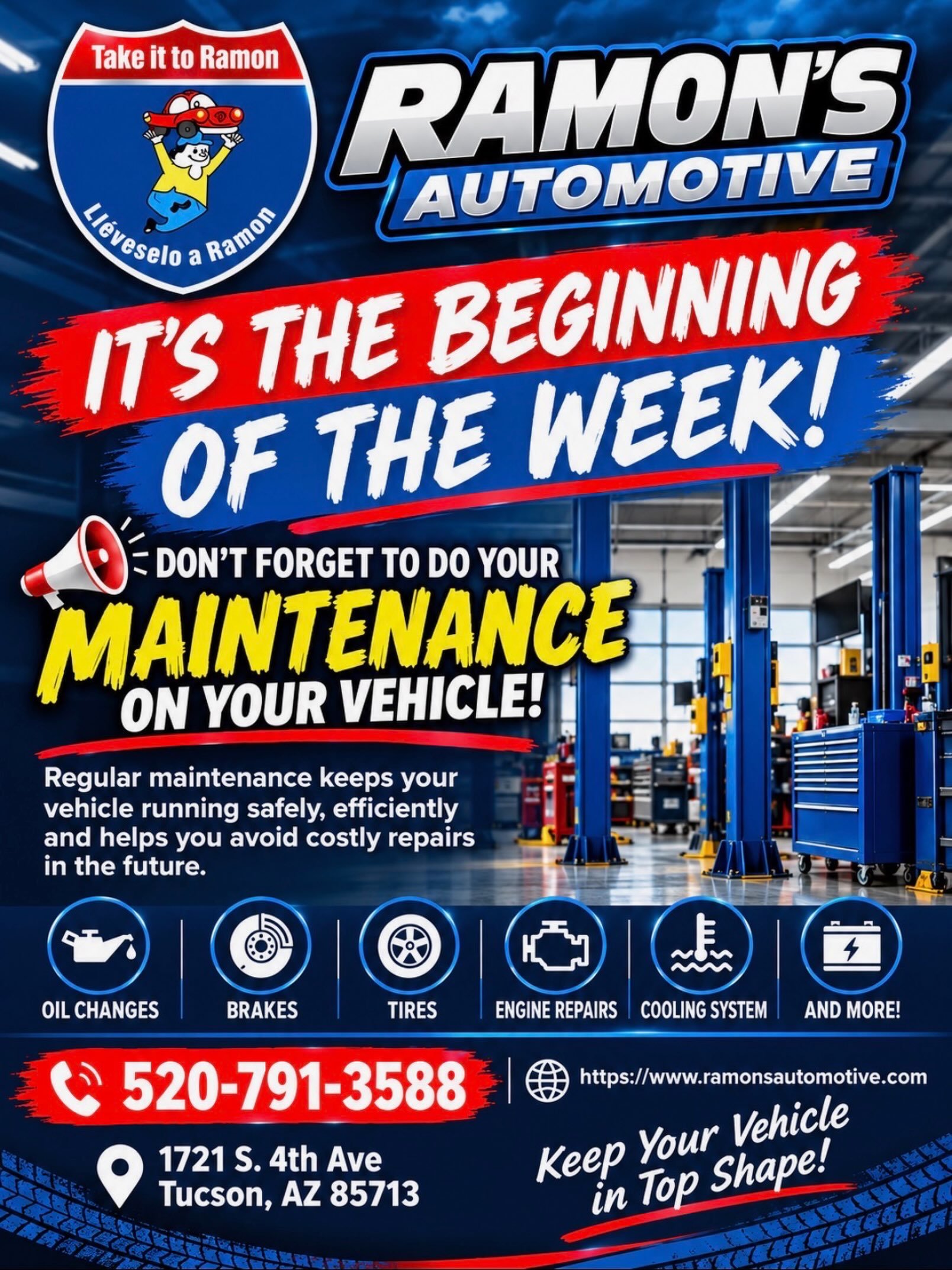 Don&rsquo;t wait until your car breaks down and leaves you stranded on the road! Most repairs can be avoided with preventative maintenance. Prevent costly and inconvenient repairs here at Ramon&rsquo;s automotive at 1721 S. 4th Ave or give us a call 
