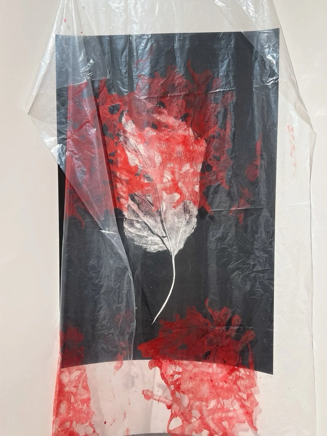 ⁨	⁨	⁨	⁨	⁨	⁨	⁨	⁨	⁨	هذا العمل هو نتاج شهرٍ من الطباعة الحريرية والتجريب، دمجتُ فيها جذوري من عائلة زراعية و خبرتي كممارسةٍ صحية وكشاهدة على وطأة المرض الحرج

أجسّد عبر اوراق الشجر  والبلاستيك وأنابيب التنفس، لحظة تحوّل الإنسان إلى أرقام وبيانات. هنا، ي