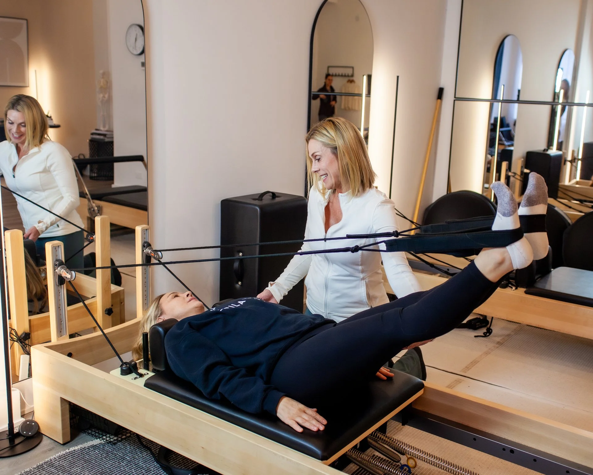 Personal trainging section on the pilates reformer