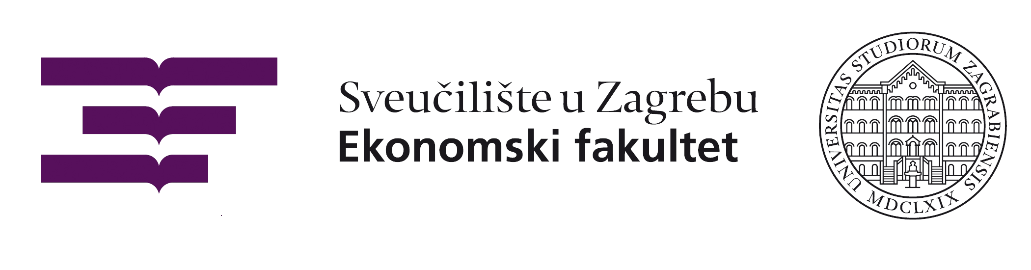 Logo of the University of Zagreb, Faculty of Economics, featuring a purple symbol and black text.