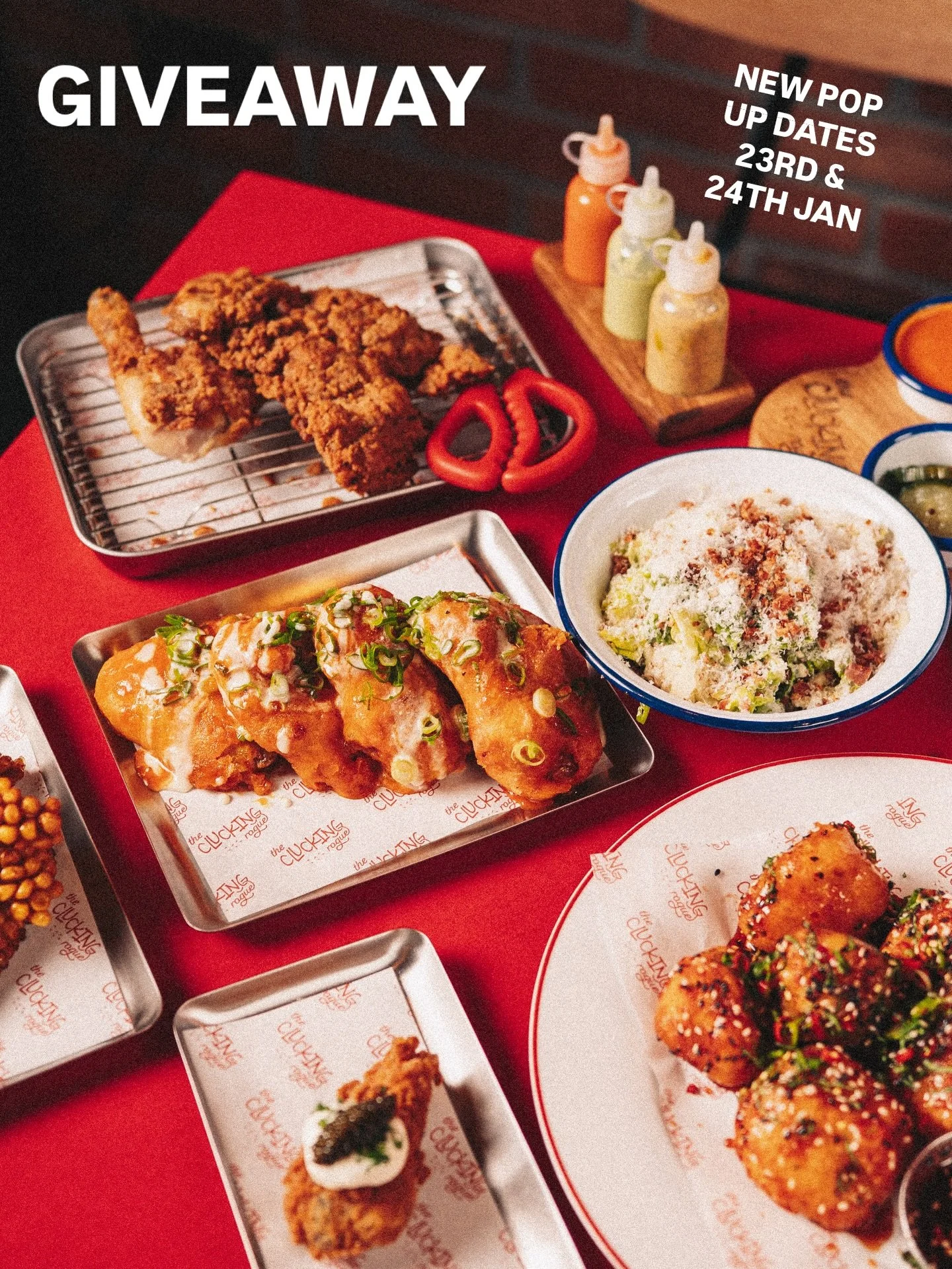 GIVEAWAY 🐔 To celebrate the fact we&rsquo;ve just added our first weekend pop-up dates (23rd &amp; 24th January) we&rsquo;ve decided to giveaway a clucking unreal dinner &amp; drinks for 2 worth &pound;200+!

To be in with a chance of winning simply