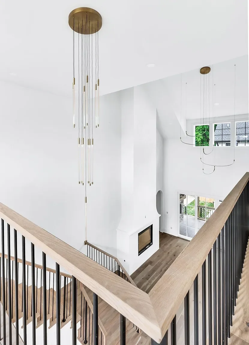 Chandelier over entrance